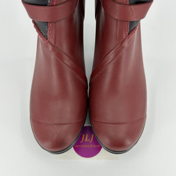 Sorel Women's Medina Waterproof Heeled Rubber Rain Boots Cabernet Red Size 7.5 - Picture 4 of 11